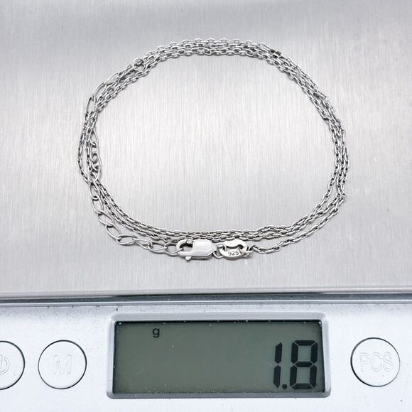 Adjustable Cable Chain Necklace | Vintage Sterling Silver 925 | 16.5"-18.5" - Picture 3 of 3